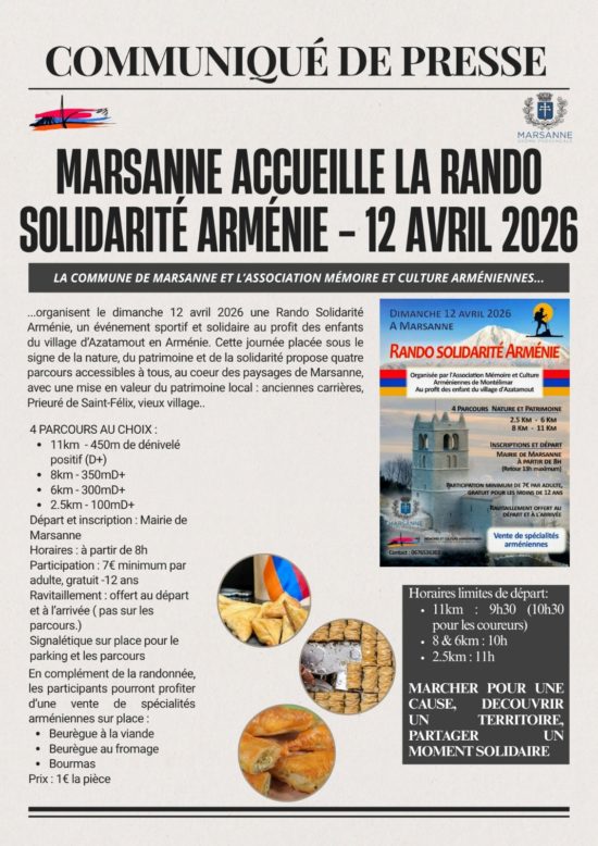 Communiqué de presse pour la randonnée de Marsanne