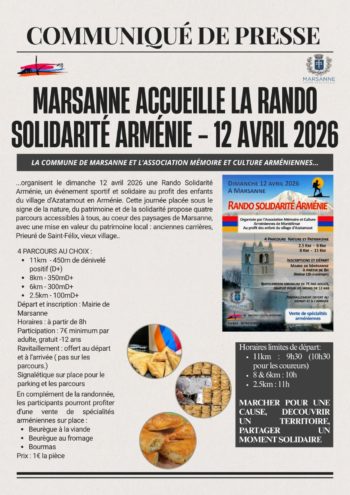 Communiqué de presse pour la randonnée de Marsanne